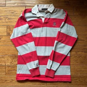 Vintage Ohio State University Rugby Wear Long Sleeved Striped Polo